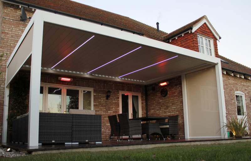 Tansun Infrared Heaters in an Outside Patio Seating Area