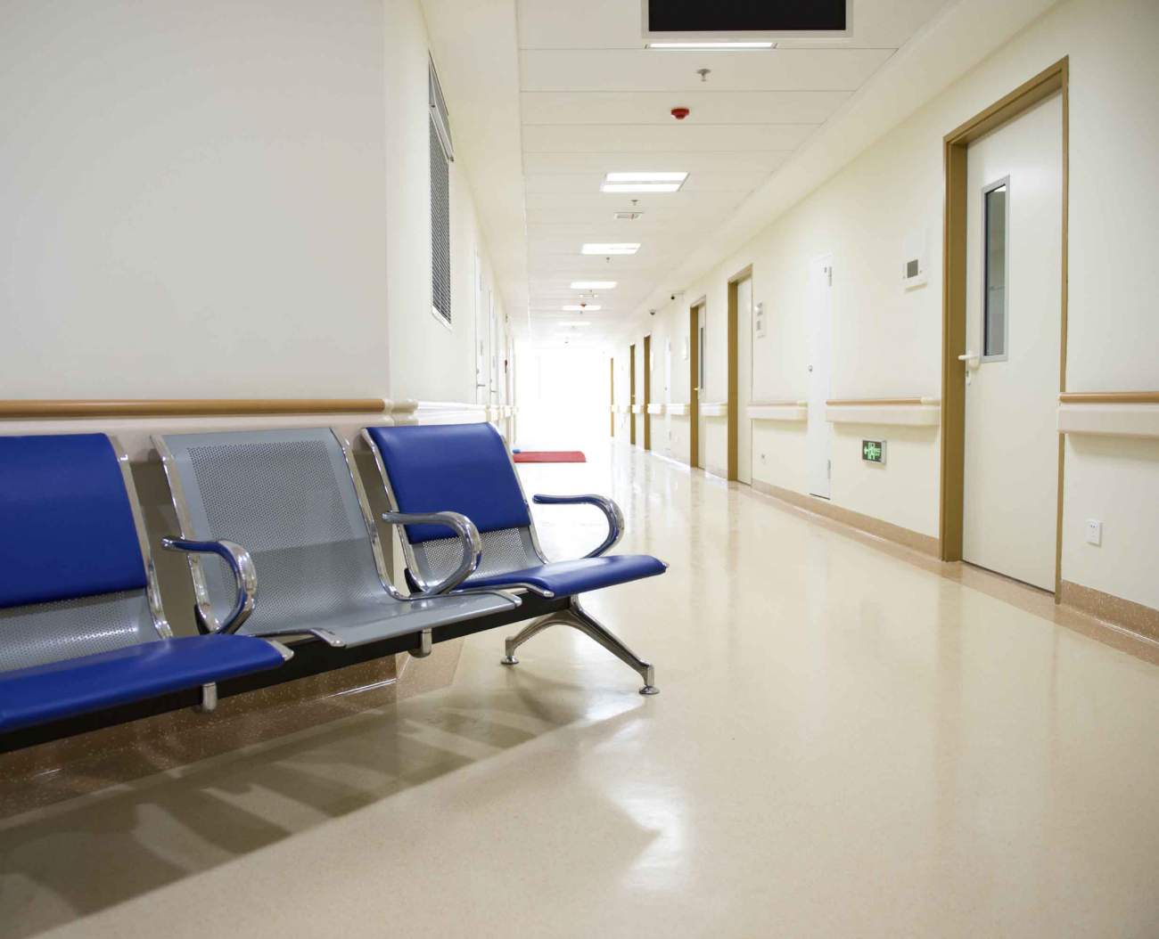 Hospital Corridor With Small Waiting Area