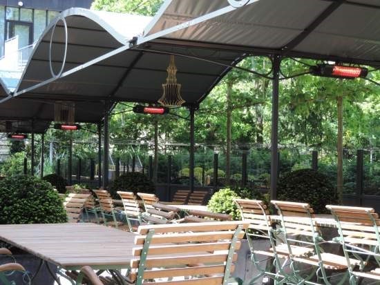 Restaurant Terrace with Outdoor Heaters fixed under canopy