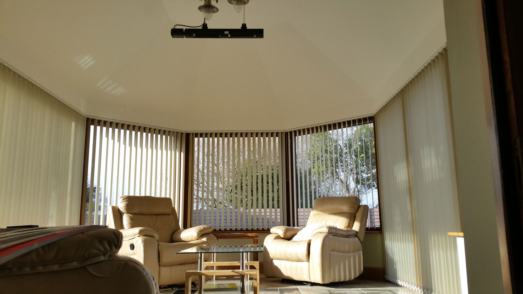 Tansun Eclipse No Glare Ceramic Infrared Heater On Ceiling Of Indoor Living Room